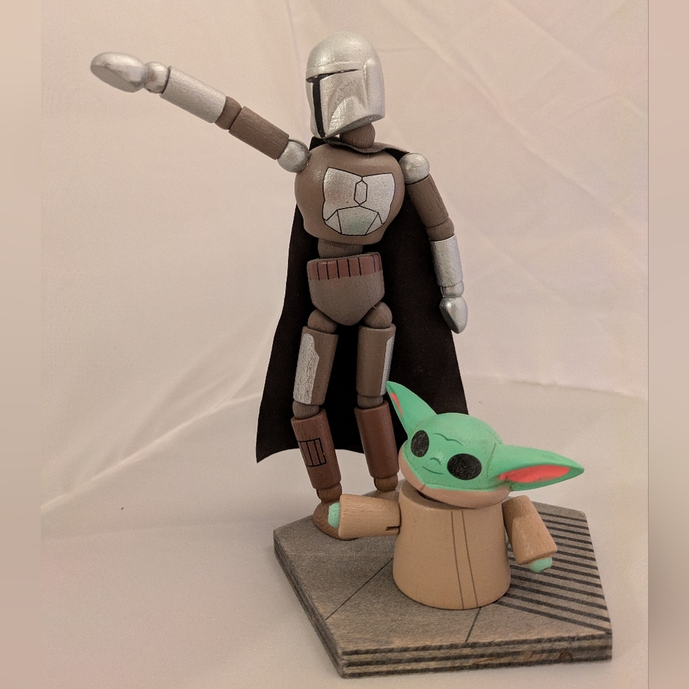 Star Wars Toydarian Mandalorian Grogu Wooden Mannequin Figures Galaxy's Edge
